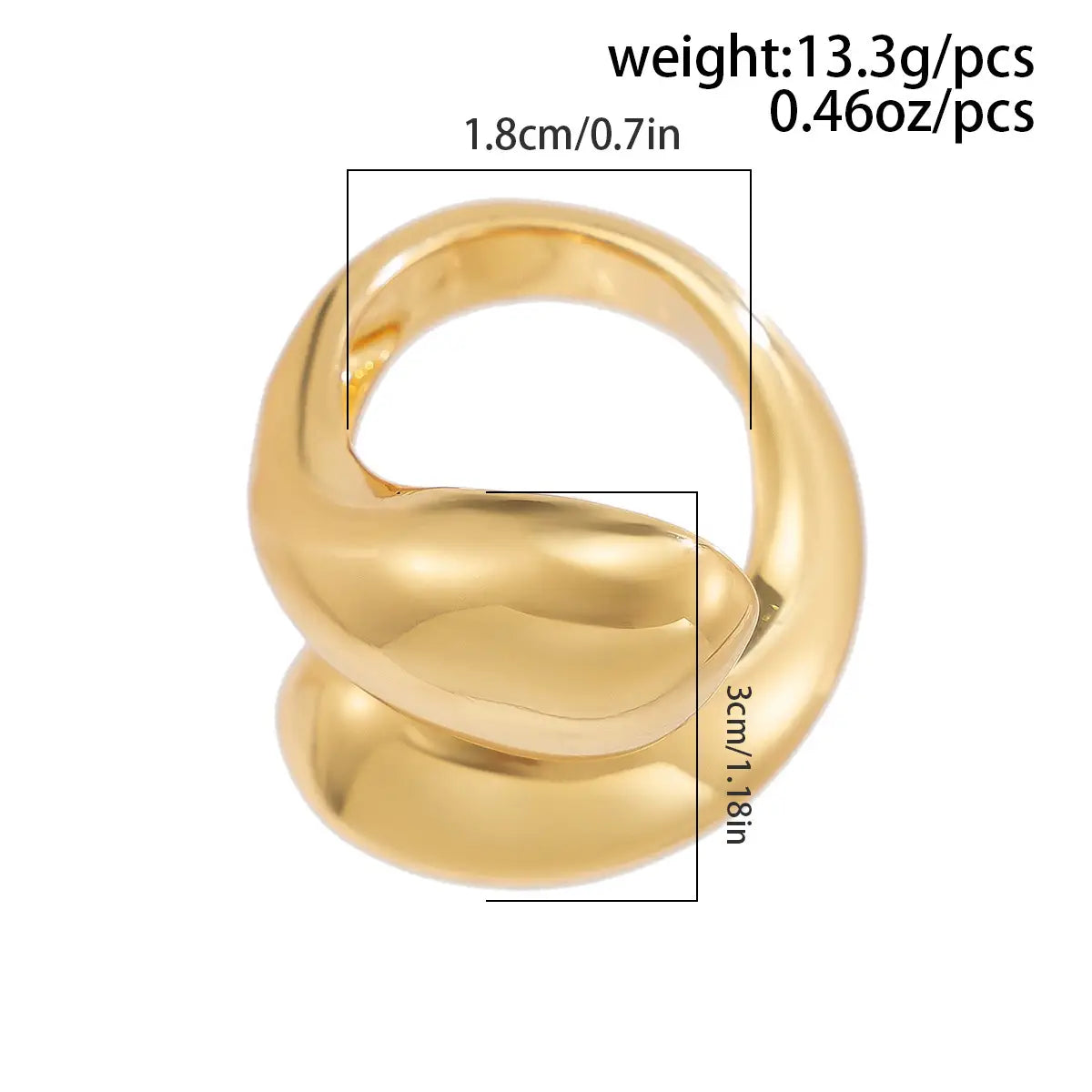 Ornament Hip Hop Style Irregular Glossy Twisted Ring