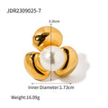 Stainless Steel Flower Pearl Ring Exaggerated High Sense - Norellé