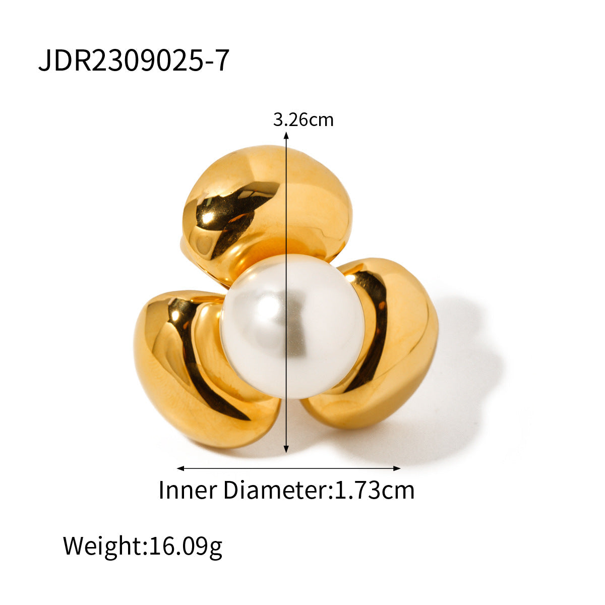 Stainless Steel Flower Pearl Ring Exaggerated High Sense - Norellé
