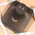 Flower Jewelry Suit Zircon Necklace Earrings - Norellé