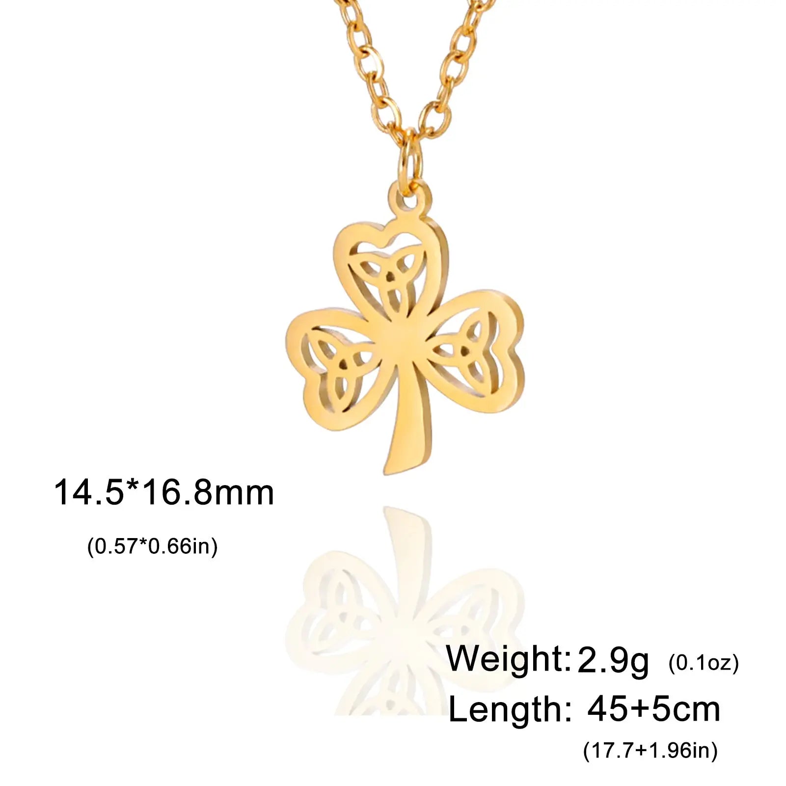 Hollow Personality Celtic Knot Clover Pendant Stainless Steel Necklace - Norellé