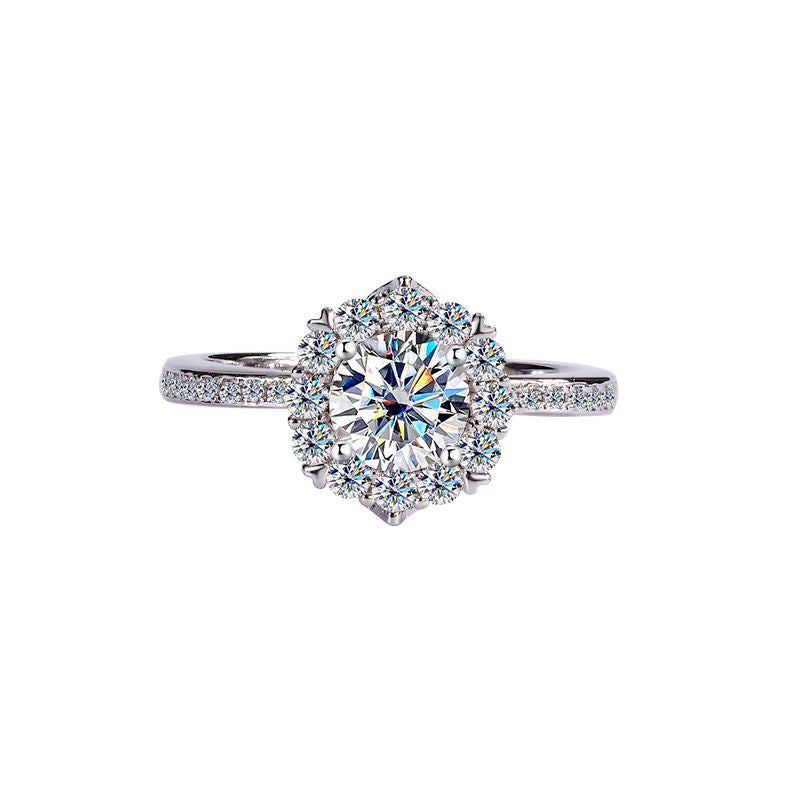 S925 Silver Moissanite Star River Diamond Ring Platinum Plated - Norellé