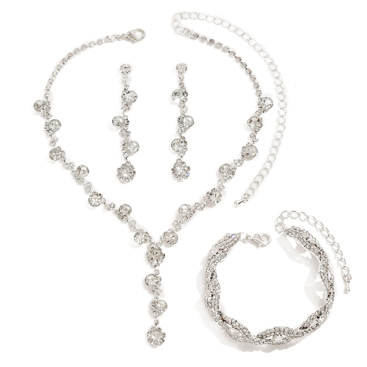 Fashion Crystal Necklace Ear Stud Bracelet Jewelry Accessories - Norellé
