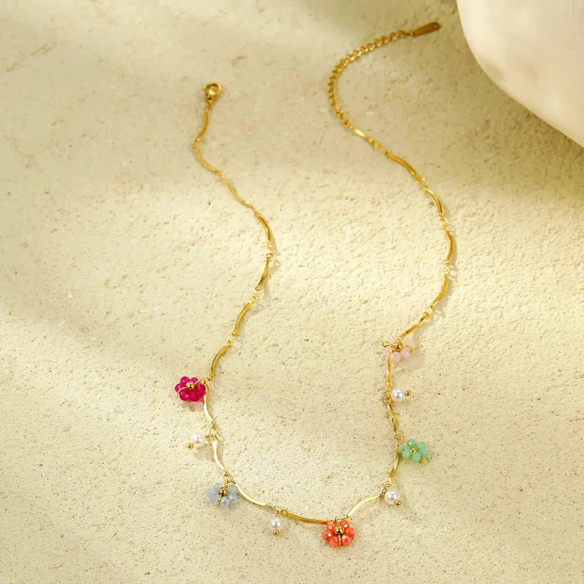 Stainless Steel Color Crystal Zircon Flower Necklace - Norellé