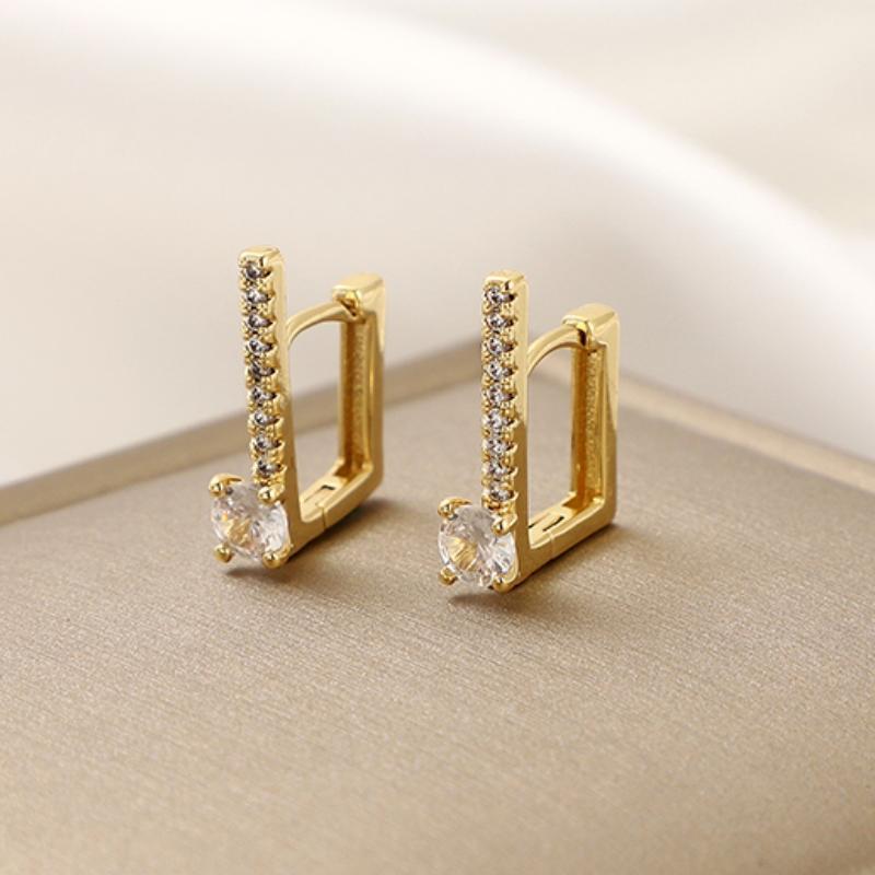 Exquisite Geometric Square Zircon Earrings Temperament Entry Lux - Norellé