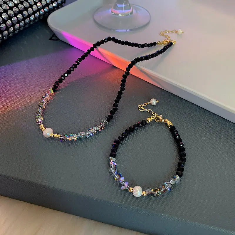 Women's Pearl Necklace Summer Natural Stone Crystal String Beads Clavicle Chain - Norellé