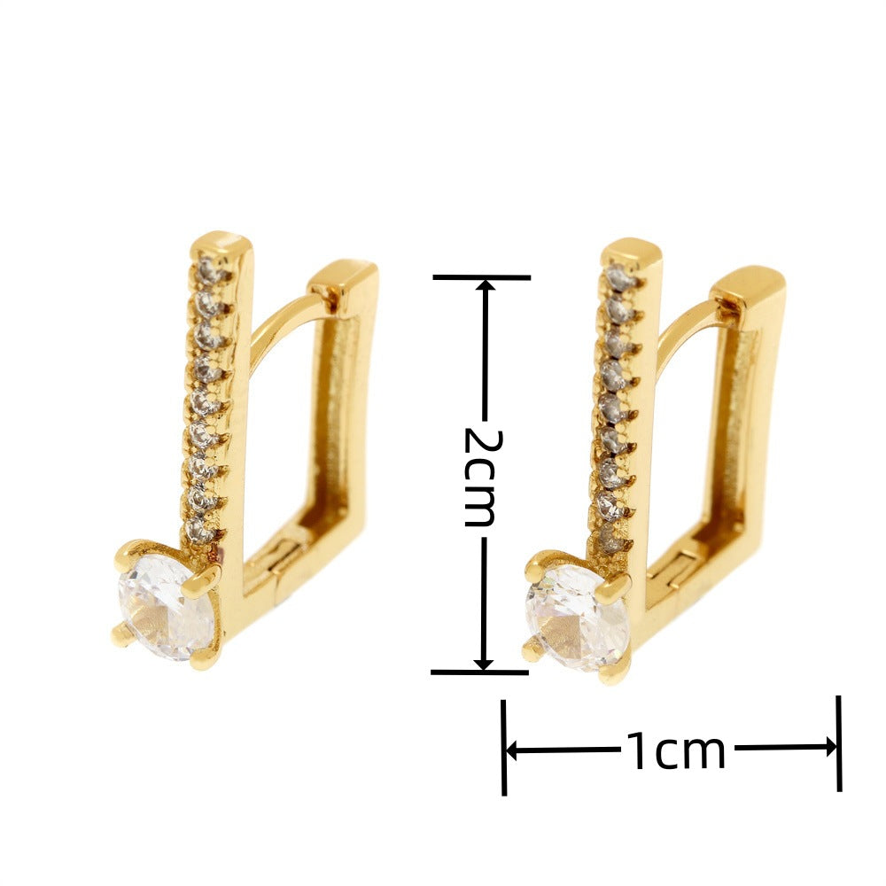 Exquisite Geometric Square Zircon Earrings Temperament Entry Lux - Norellé