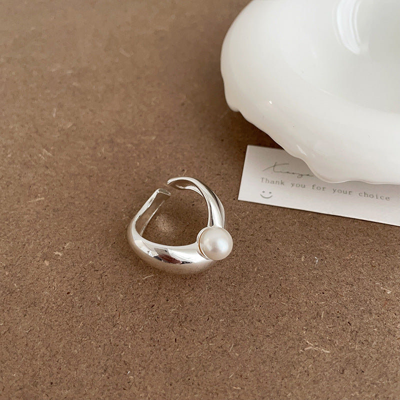 Irregular Metal Pearl Tigereye Open Ring For Women - Norellé