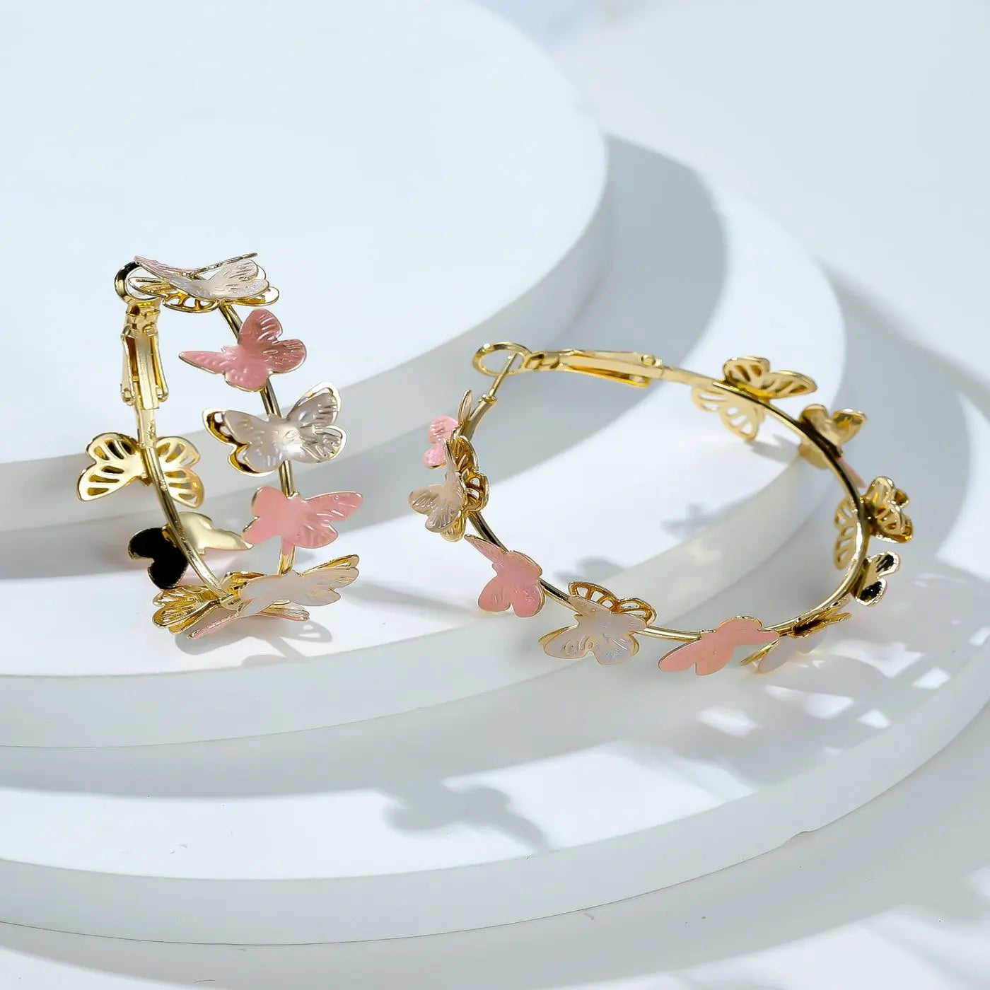 Butterfly Earrings Hollow Multi-layer Big Circle Ear Hook - Norellé