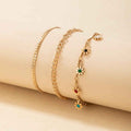 Simple Metal Flower Colorful Rose Pendant Tassel Anklet - Norellé