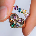 Colorful Crystals Oil Drop Peach Heart Crystal Ring - Norellé