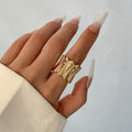 Ornament Hip Hop Style Irregular Glossy Twisted Ring - Norellé