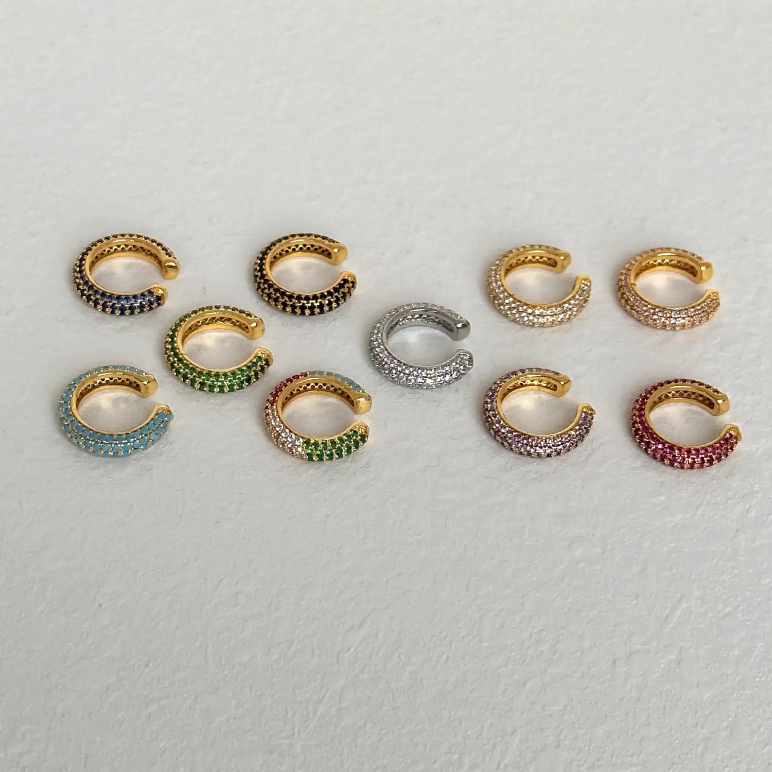 Retro Simple Full Rhinestone Zircon Ear Clip Earrings