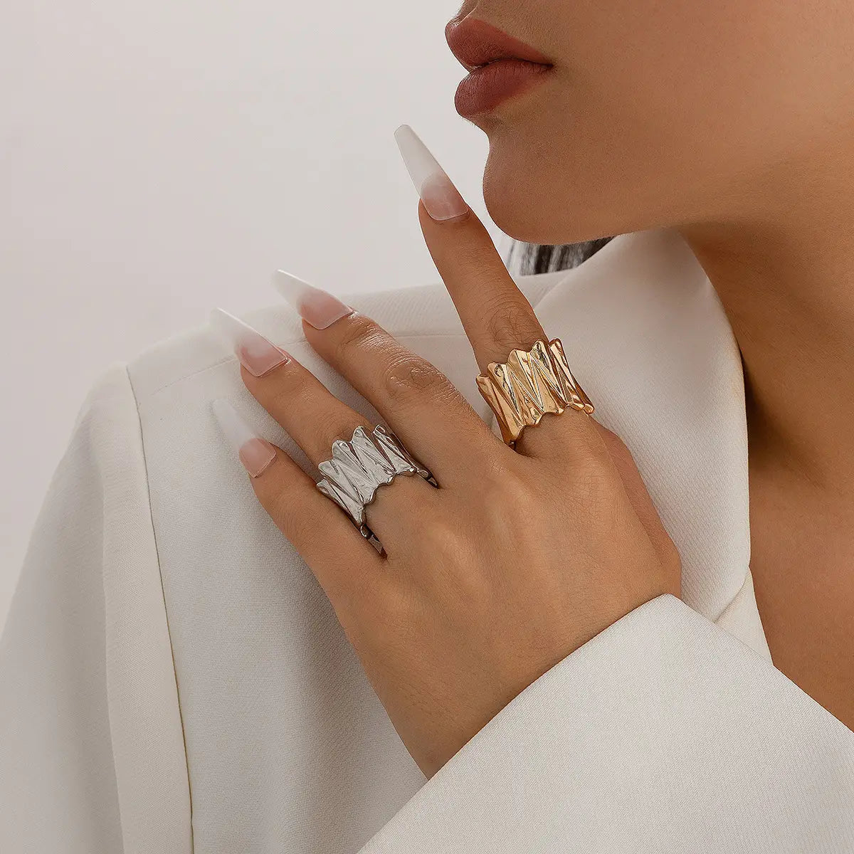 Ornament Hip Hop Style Irregular Glossy Twisted Ring