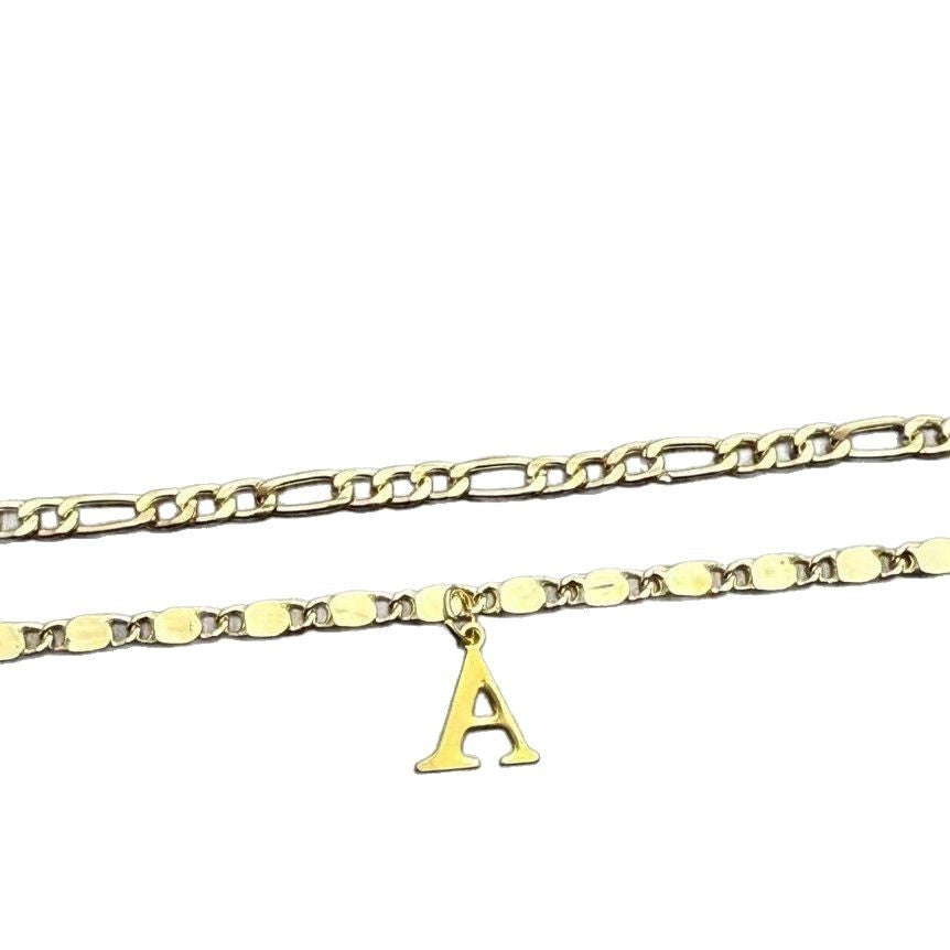 26 Initial Letter Anklets Gold Double Layer Chain Anklet Twin - Norellé