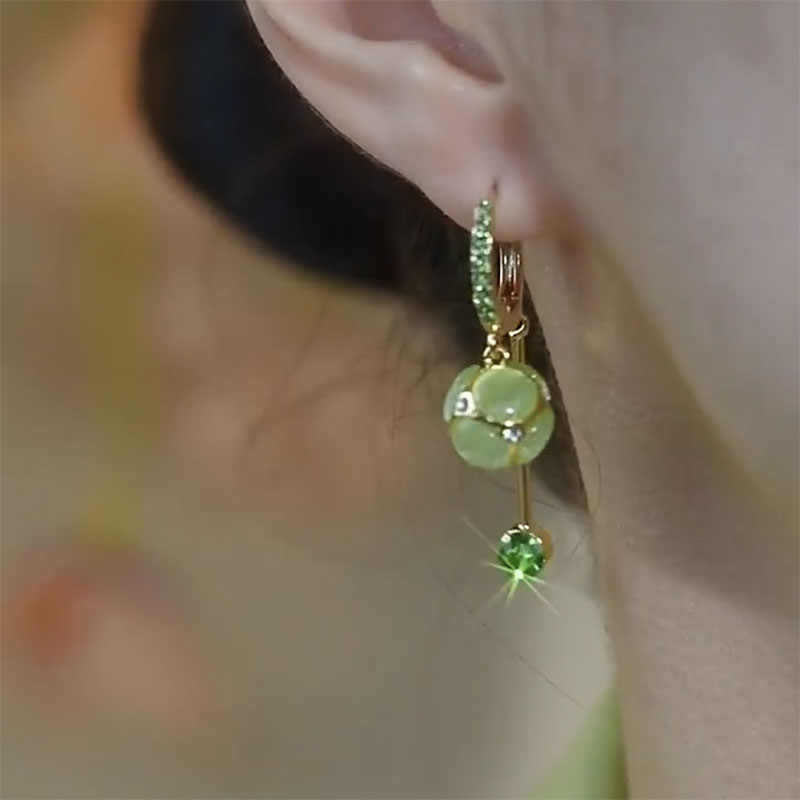 Green Opal Ball Tassel Earrings For Women New - Norellé