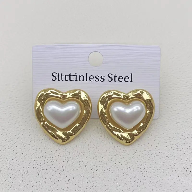 Oval Pearl Earrings Women’s Non-fading Titanium Steel