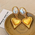 Medieval French Royal Style Purple Love Heart Earrings - Norellé