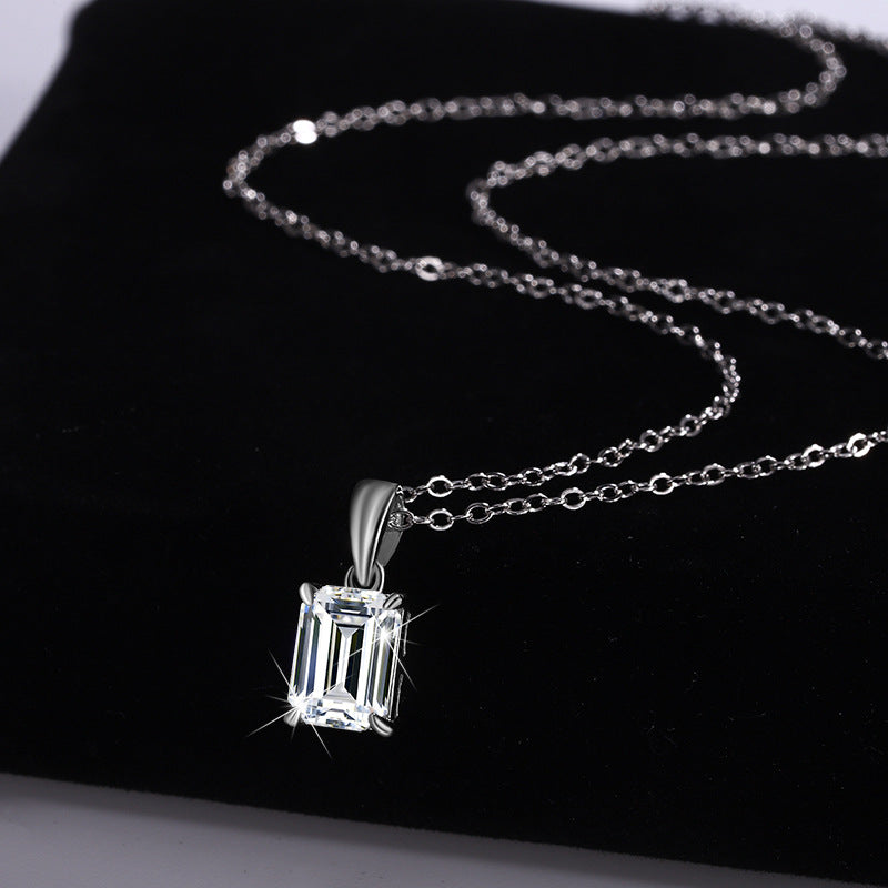 Sterling Silver Rectangular Pendant Clavicle Chain - Norellé