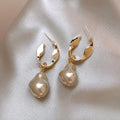 Silver Needle Irregular Baroque Artificial Pearl Earrings Ear Studs Earrings - Norellé