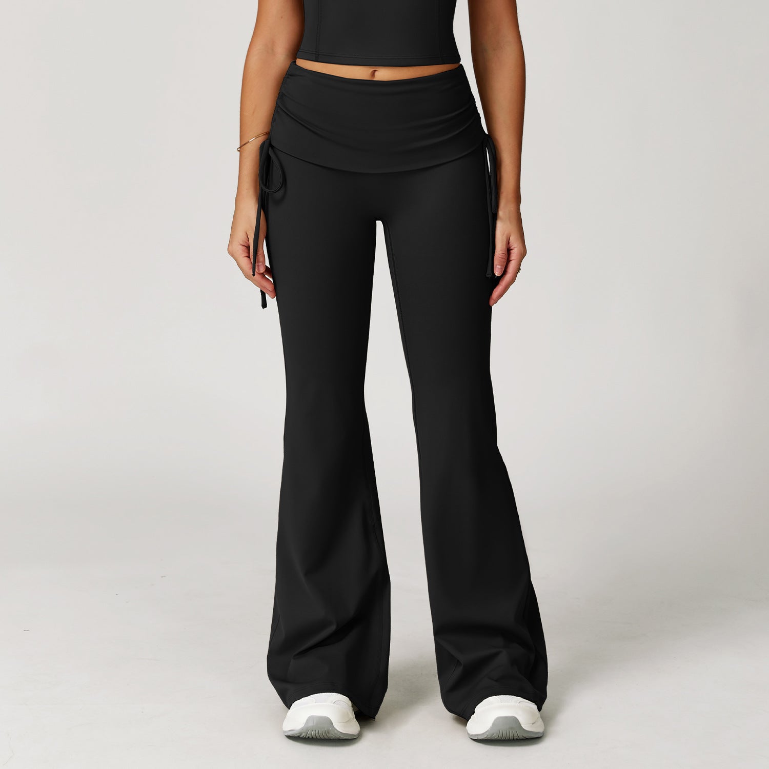Fold High Waist Flared Pants Nude Feel Wide Leg Slimming Trousers Women - Norellé