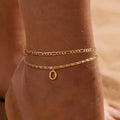 26 Initial Letter Anklets Gold Double Layer Chain Anklet Twin - Norellé