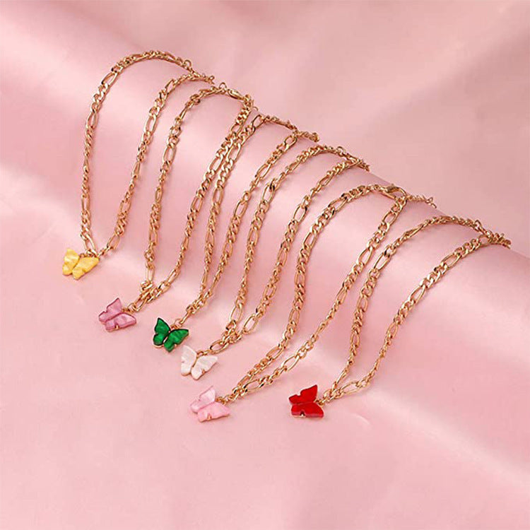 Simple Color Acrylic Butterfly Anklet - Norellé