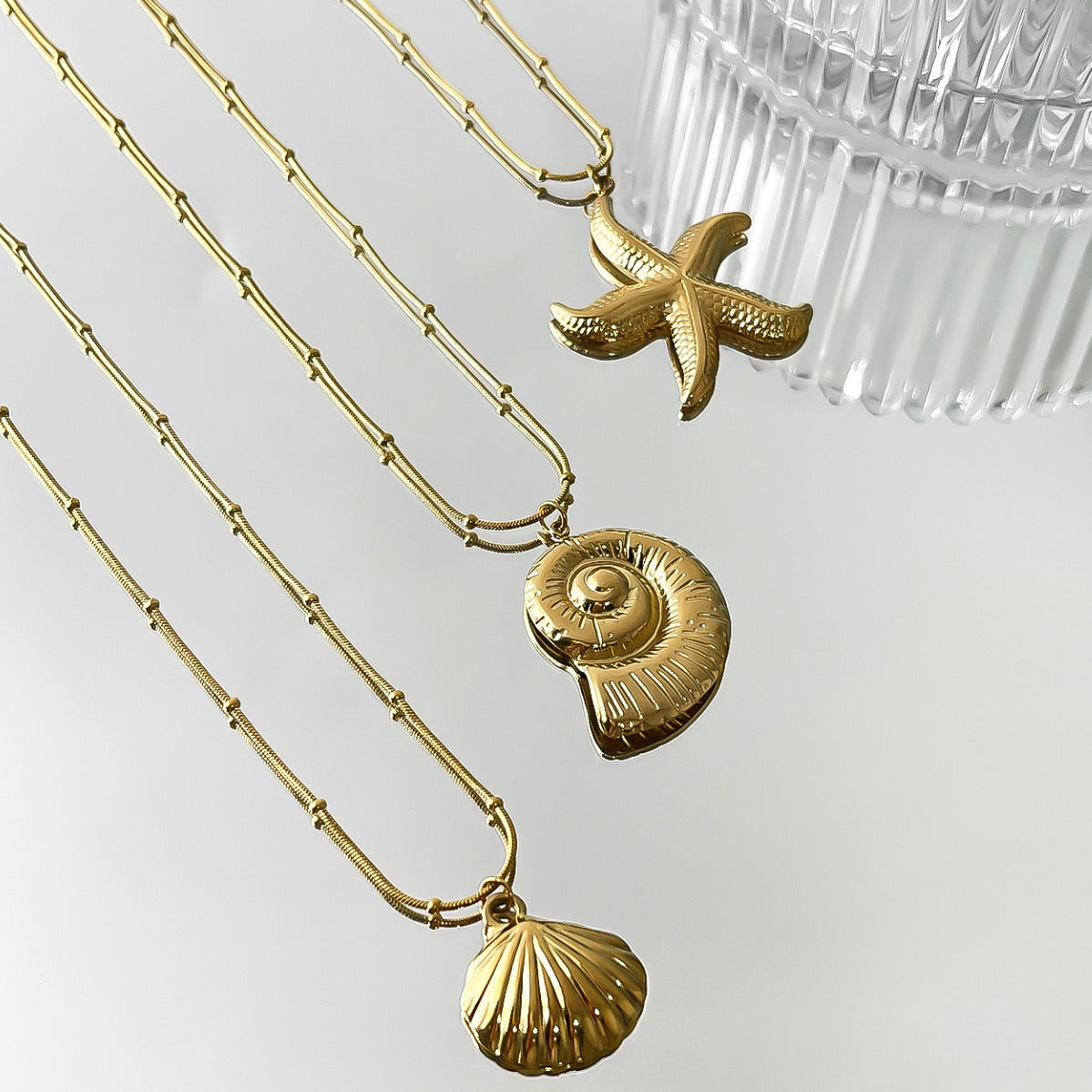 Stainless Steel Ocean Elements Cold Real Gold Electroplated Color Necklace - Norellé