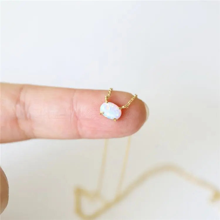 Popular Personalized S925 Silver Inlaid Opal Necklace - Norellé