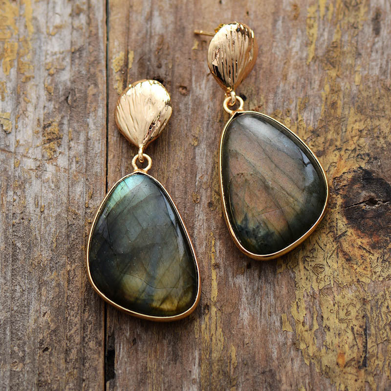 Labradorite Earrings Popular Natural Stone Ornament - Norellé
