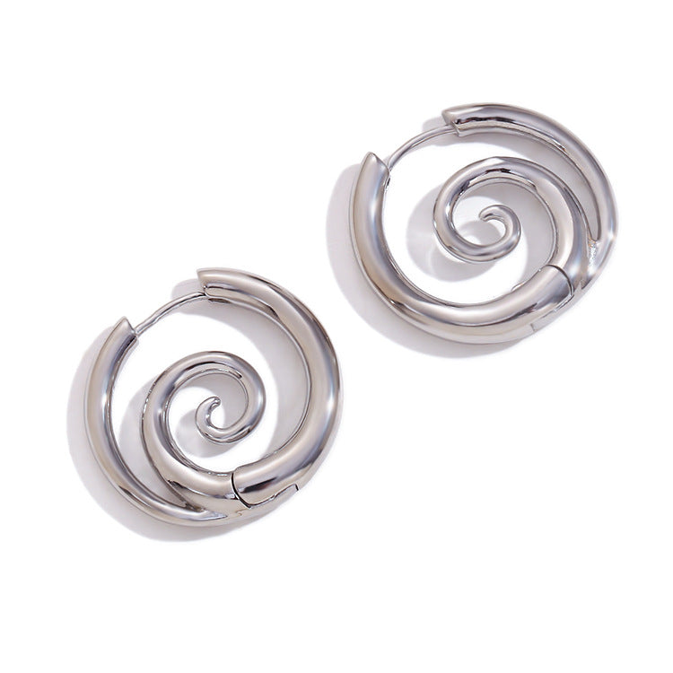 Stainless Steel 18K Gold Plating Simple Spiral Snail Earrings - Norellé
