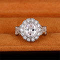 Full Diamond Copper Plating Round Diamond Zircon Ring Female European And American Luxury - Norellé