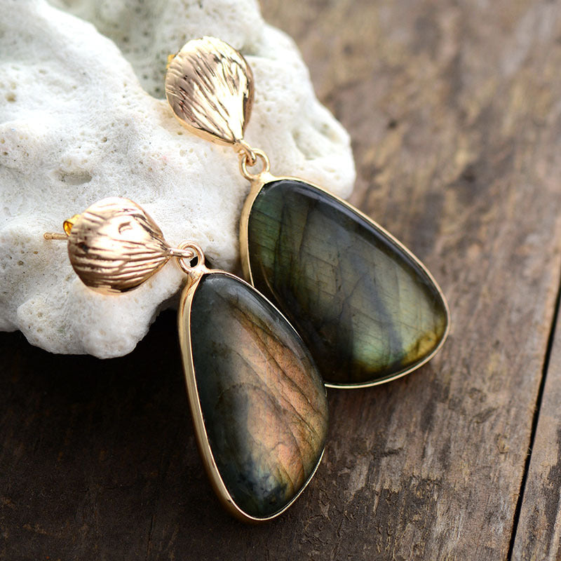 Labradorite Earrings Popular Natural Stone Ornament - Norellé