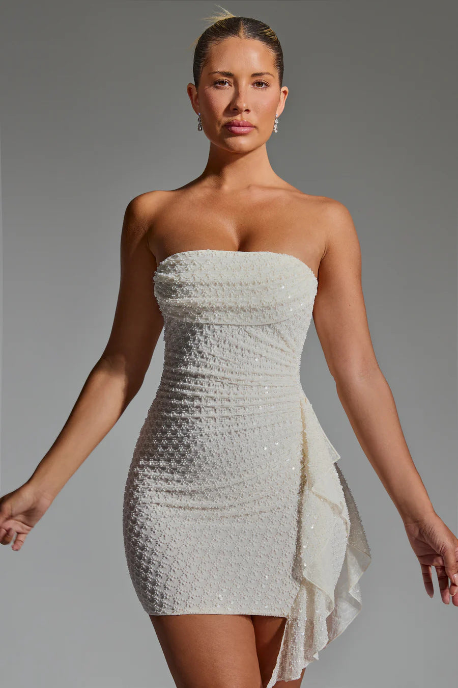 Stitching Tied Bandeau Short Skirt Sheath Dress - Norellé
