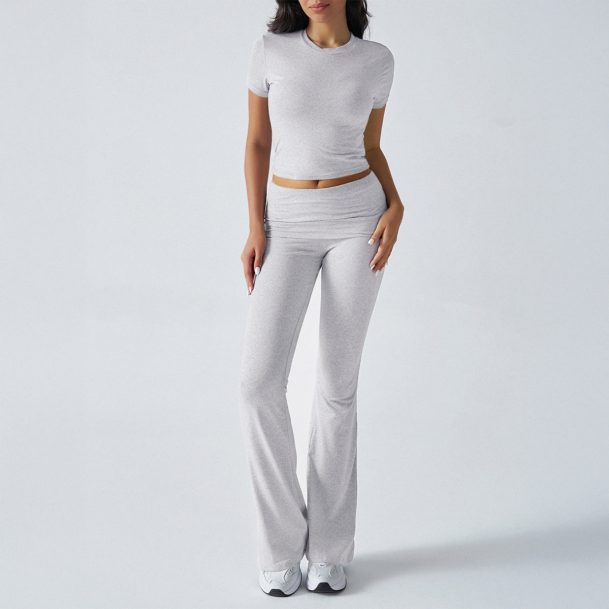 Casual Solid Color Slim Fit Short Sleeve Trousers Suit - Norellé