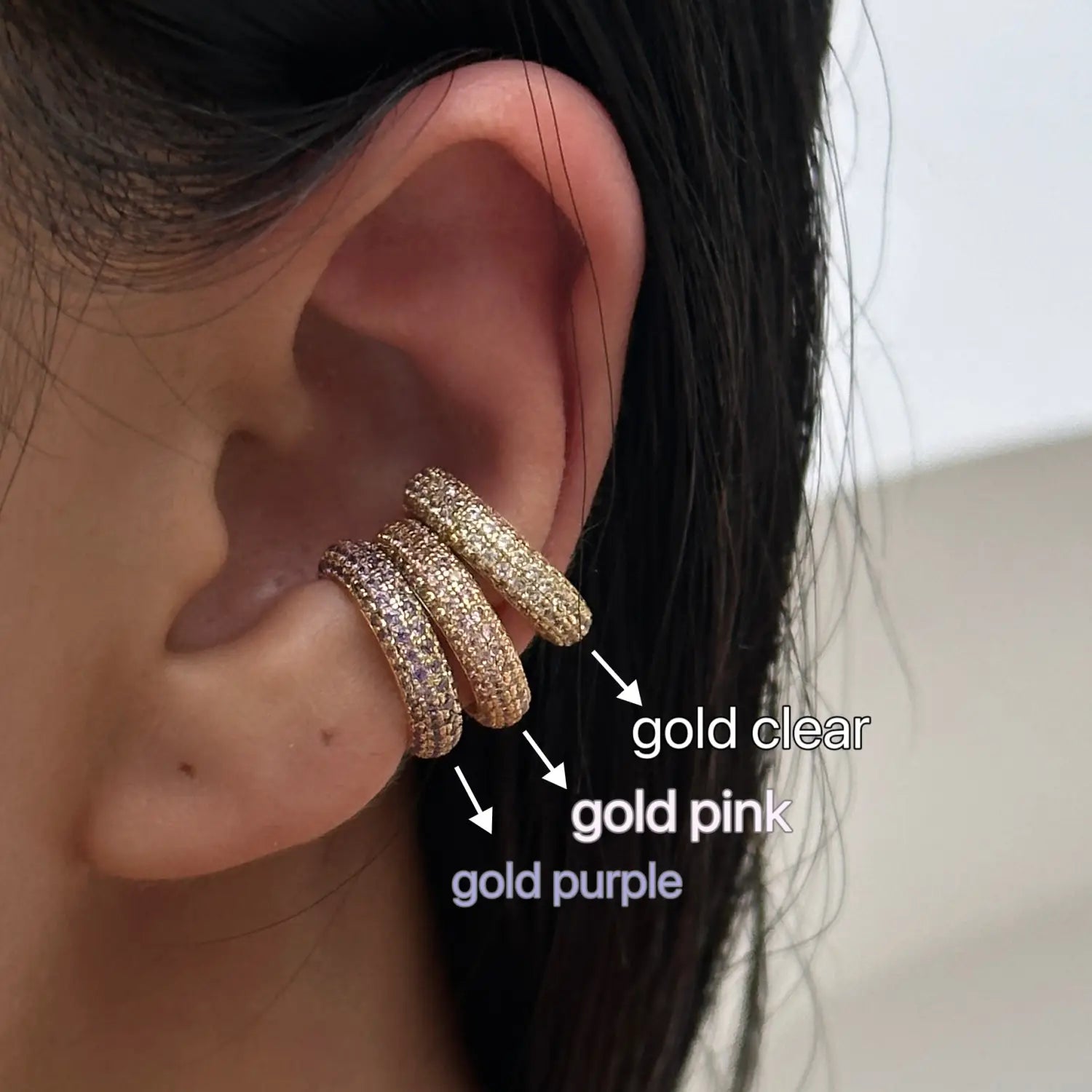 Retro Simple Full Rhinestone Zircon Ear Clip Earrings