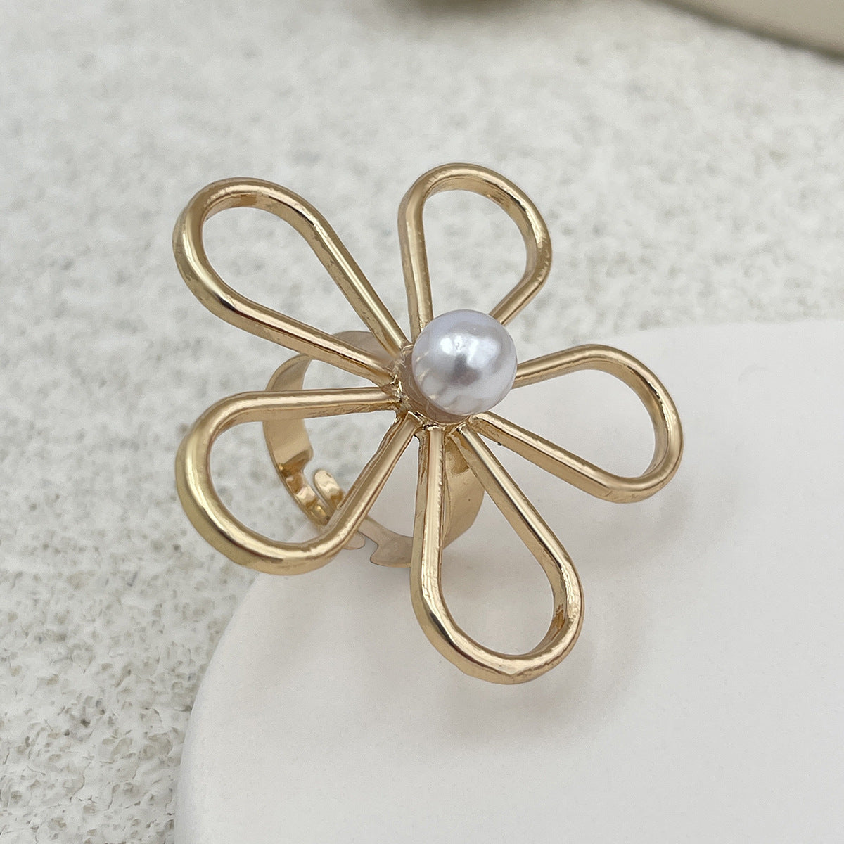 Ocean Style Hollow Flower Ring Feather Knuckle Ring - Norellé