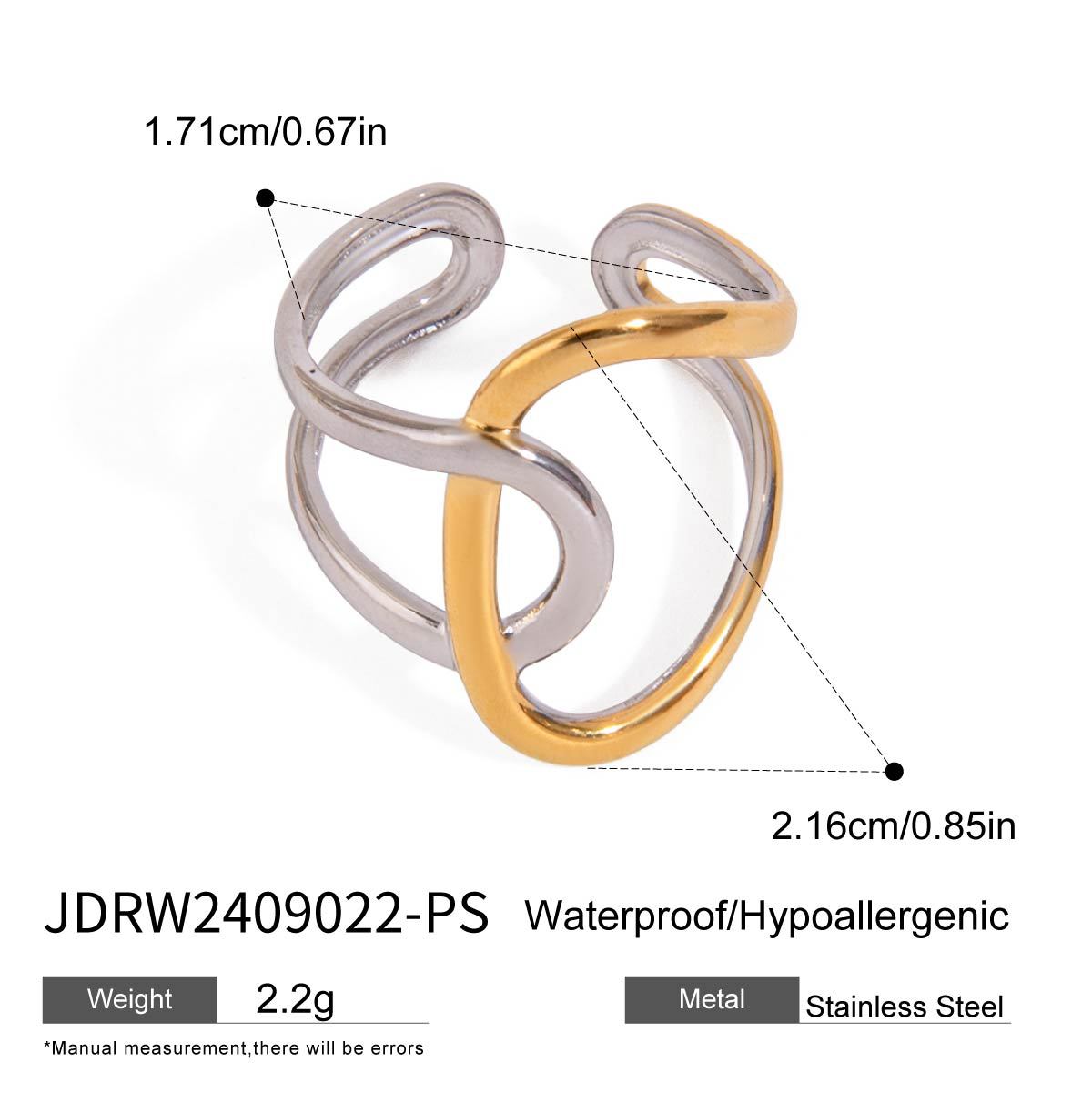 Serpentine Irregular Curve Geometric Non-fading Open Ring - Norellé