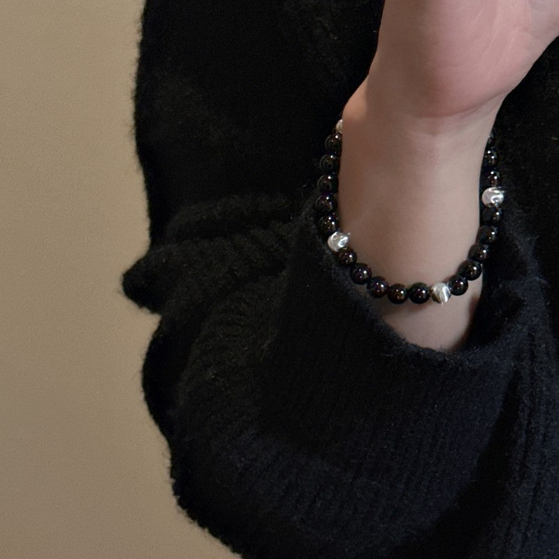 S925 Sterling Silver Black Agate Cat's Eye Bracelet - Norellé