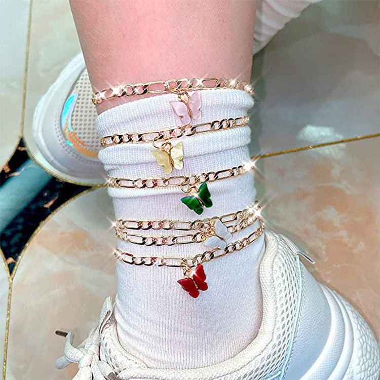 Simple Color Acrylic Butterfly Anklet - Norellé