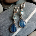Drop Shaped Blue Gem Earrings - Norellé