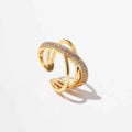 New European And American Zircon Three-layer Cross Ring For Women - Norellé