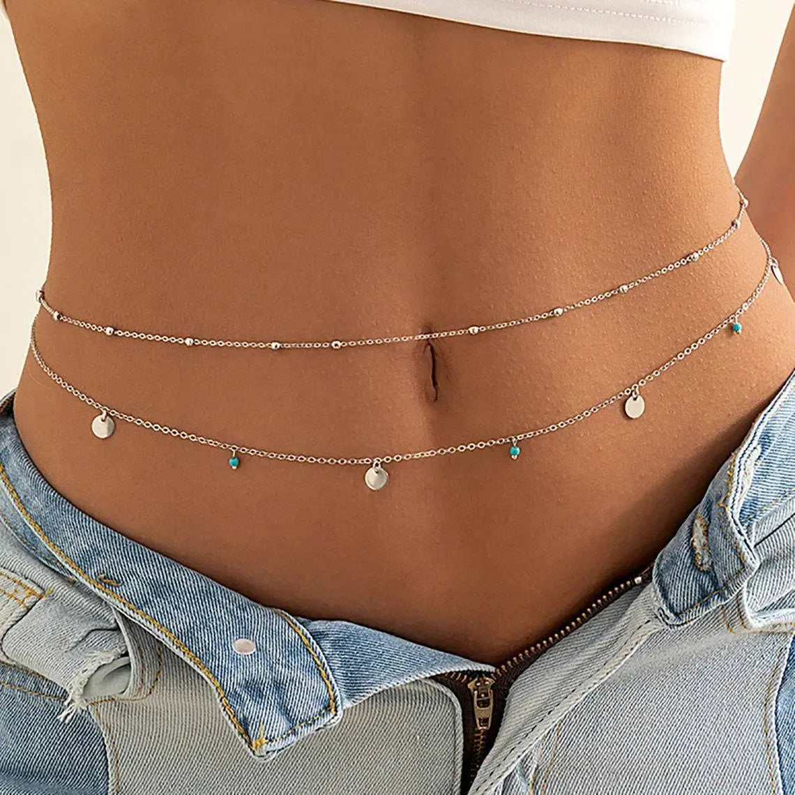 Women's Fashion Round Beads Chain Double-layer Waist Chain - Norellé