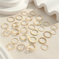 Simple Rhinestone Love Wave Ring 28-piece Set - Norellé