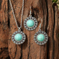 Fashion Turquoise Long Pendant Ear Rings Suit - Norellé