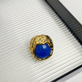 Antique Round Texture Hollow Inlaid Natural Stone Ring - Norellé