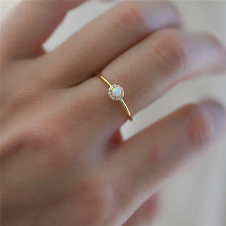 Opal Vintage Court Style Sterling Silver Ring - Norellé