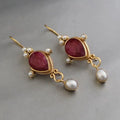 Pearl Pendant Inlaid Gemstone Earrings Original - Norellé