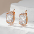 Rose Gold Square Zircon Earrings For Women - Norellé