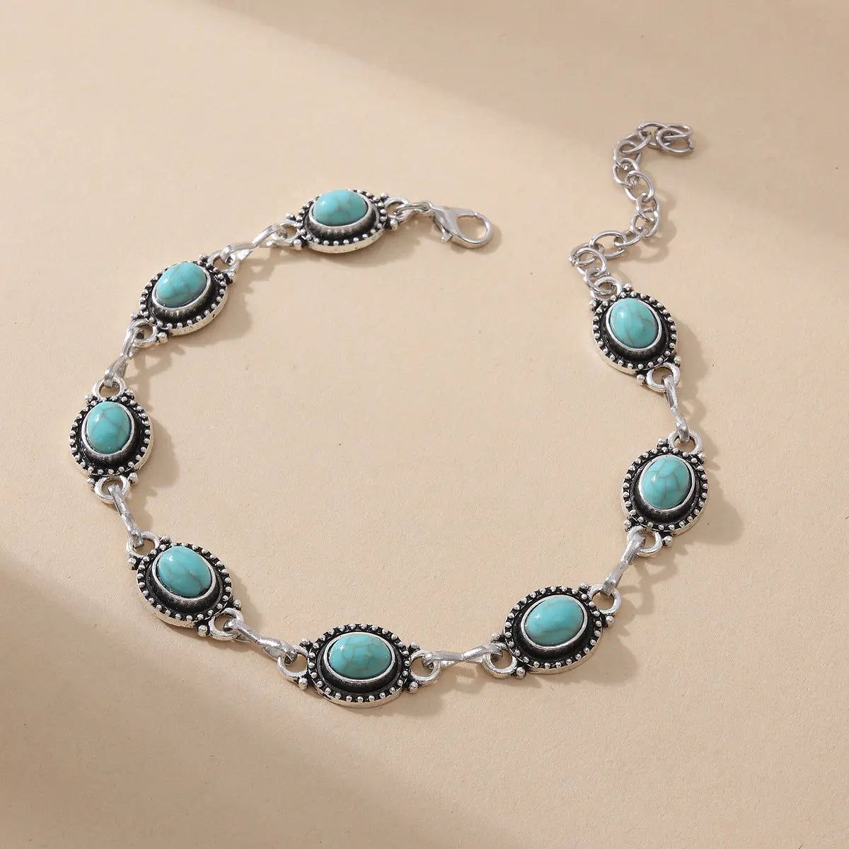 Simple All-match Retro National Style Anklets Beach Holiday Fashion Metal Alloy Turquoise Foot Ornaments - Norellé